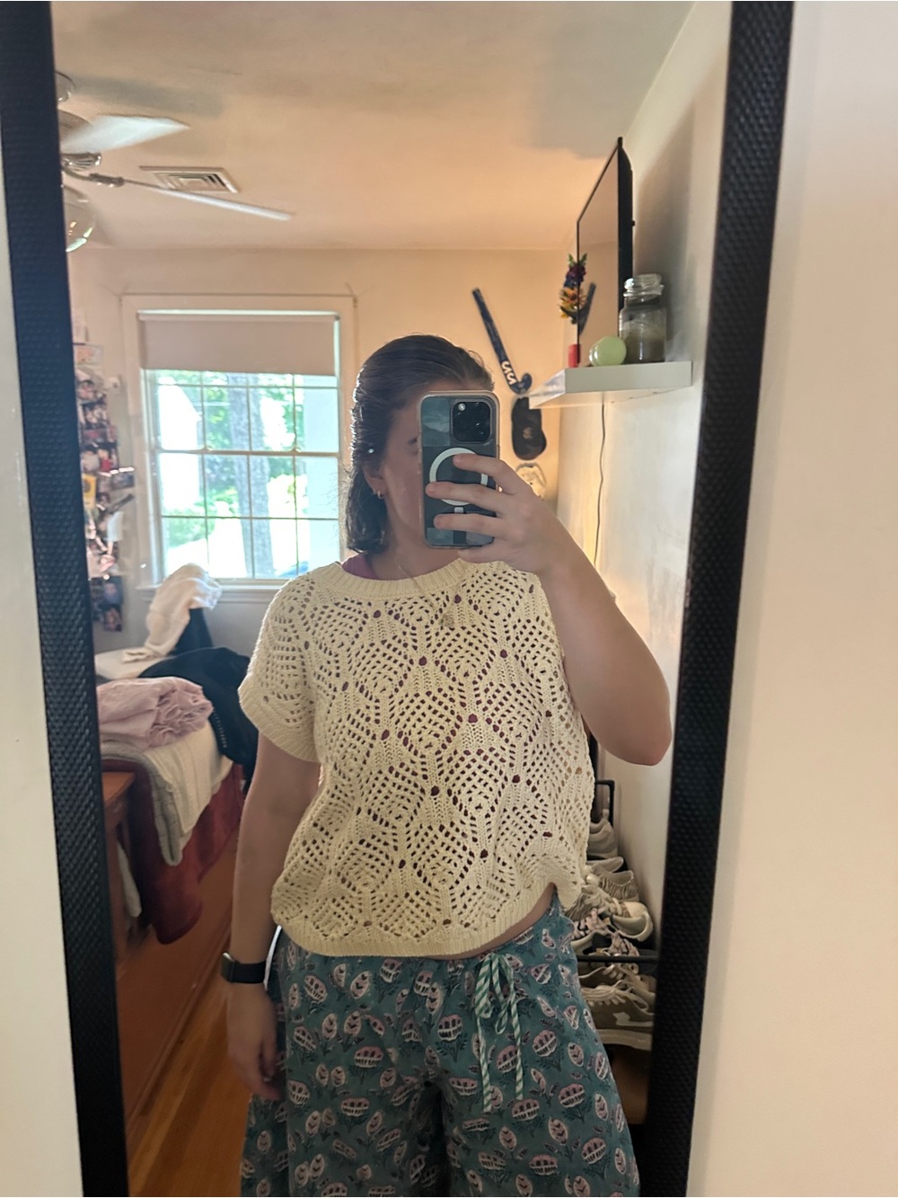 Lucky Brand Butter Yellow Crochet Short-Sleeve Knit Top